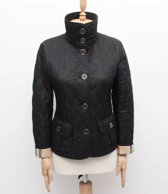 Women's BURBERRY BRIT Quilted Black Jacket Blazer Nova Check Size XS