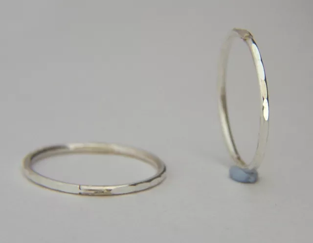 925 Sterling Silver Faceted Hinged Hoop Sleeper Earrings Large 19mm X'mas GIFT N