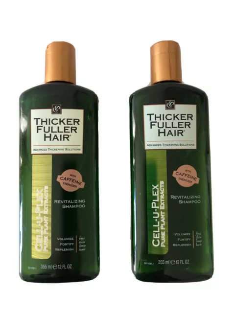 2 Pack Thicker Fuller Hair Revitalizing Shampoo Cell-U-Plex w/ Caffeine 12 oz