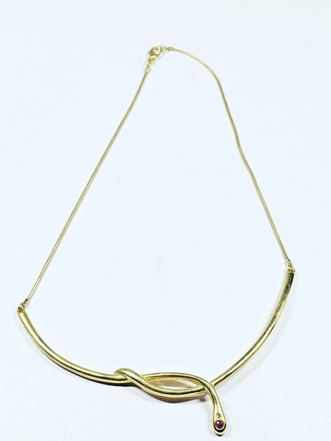 Collier Vintage Métal DLH Années 70 - Longueur 46-50 Cm, Couleur Gris/vert Pâle