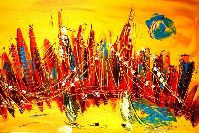 NEW YORK city   painting Abstract Modern Art  Contemporary Canvas 3D WALL ART
