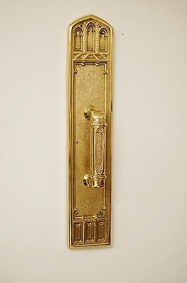 Solid Brass Architectural Door Hardware, Pull Plate Victorian Gothic