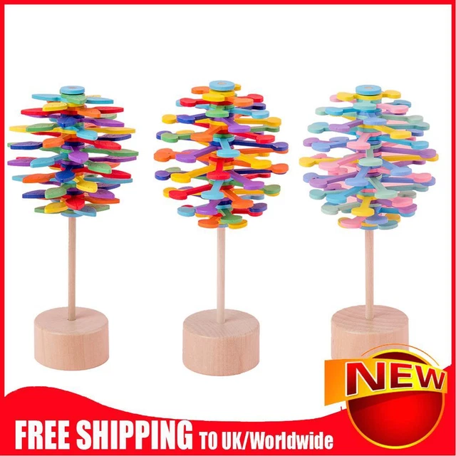 Wooden Helicone Wand Rotating Lolly Toy Children Decompression Educational Toys