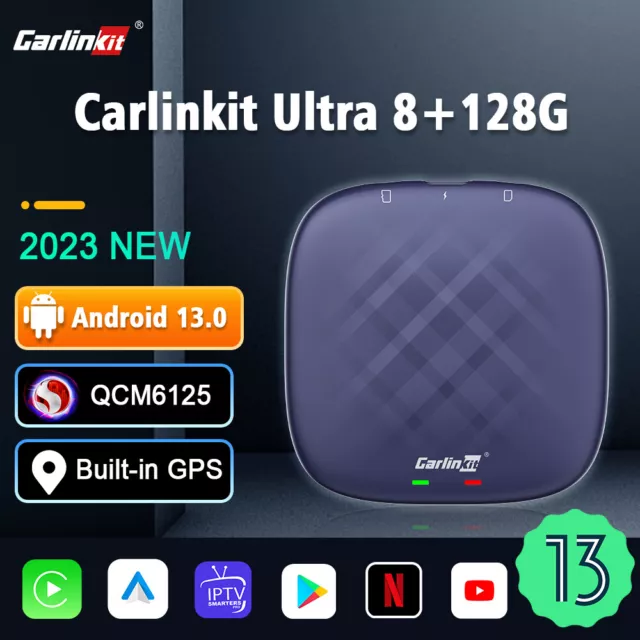 Carlinkit Android 13 Inalámbrico Carplay Android Auto GPS AI Caja Adaptador 128G