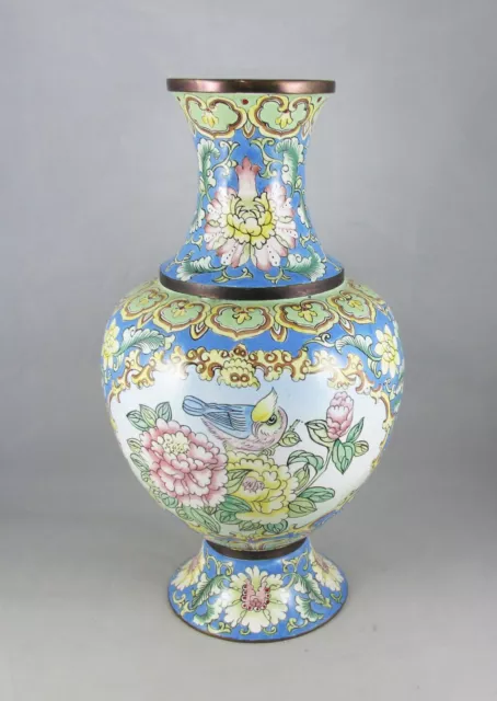 très beau vase chinois en bronze émaux de canton