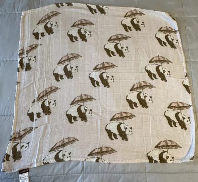 Milkbarn 23 X 23 Panda Bear Umbrella Muslin Security Blanket Lovey Burp Cloth