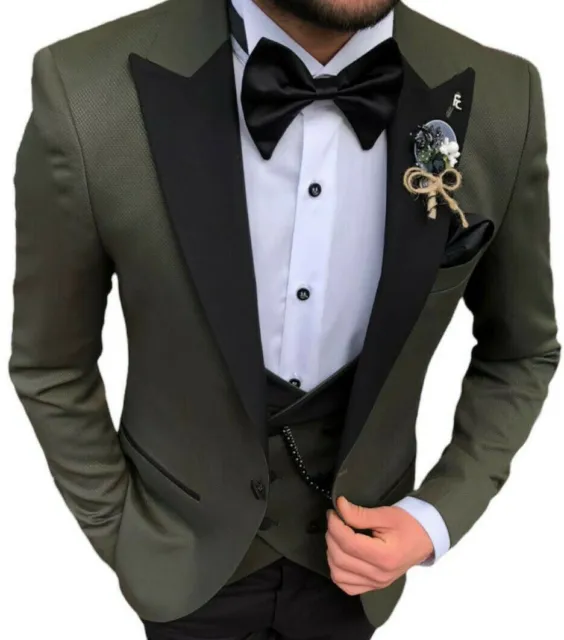 Dernière belle vert mariage hommes costumes pic revers Costume Homme  smoking Terno Masculino Slim Fit Blazer 2 pièces veste pantalon