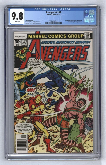 Avengers #163 George Perez Iron Man vs Hercules Battle Cover W/Pgs 1977 CGC 9.8