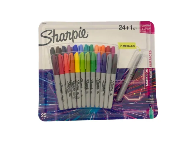 Sharpie Permanent Markers Limited Edition Multi Color + 1 Metallic 25ct Fine Tip