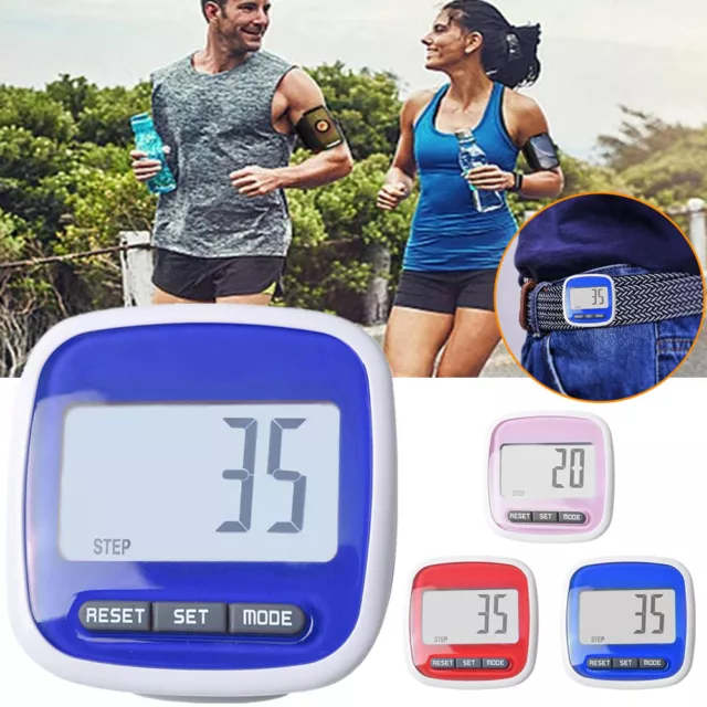 Digital Pedometer for Walking Step Counter with Clip Large Display Battery AU