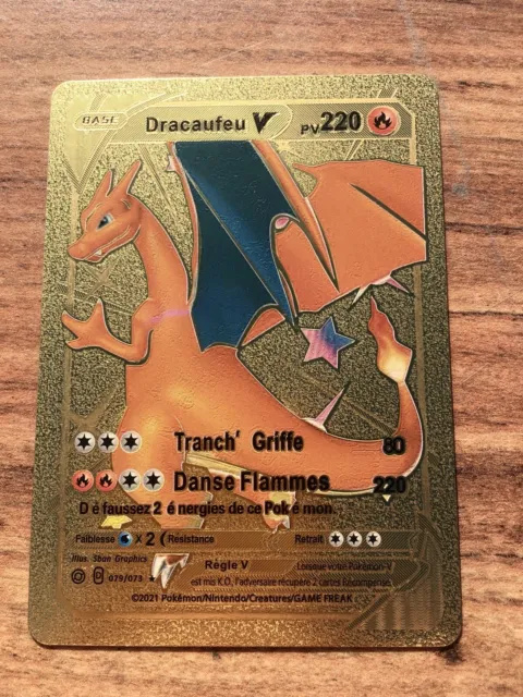 Carte pokemon Gold en métal aluminium plaqué or 