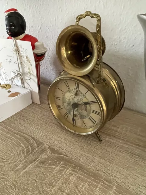 alter schöner Trompeten Wecker, Um 1910 Kaiser Franz Sissi Old Alarm Clock