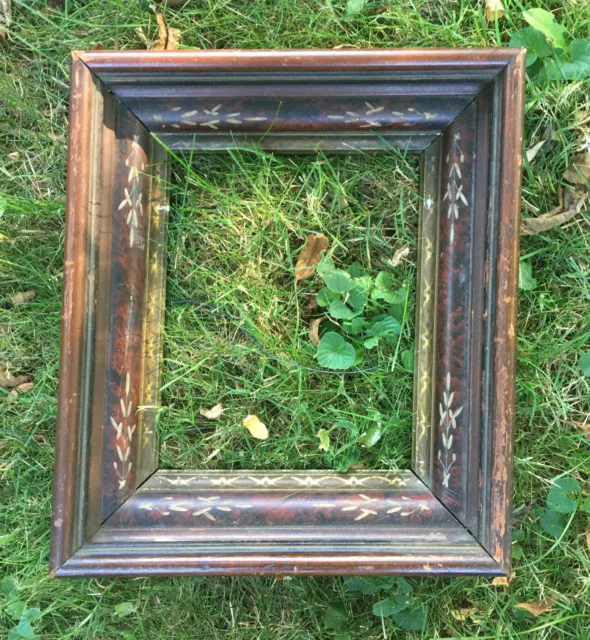 Antique Eastlake Red & Gold Wood Victorian Picture Frame 8x10