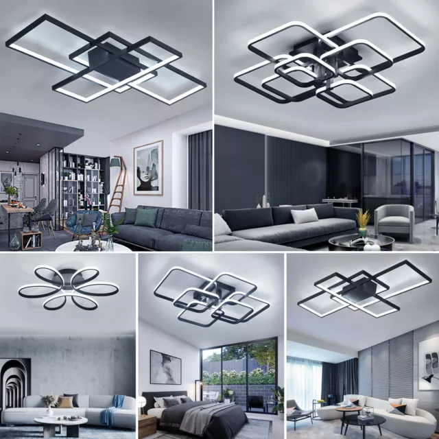 Modern Chandelier LED Lamp Black Frame Ceiling Light Living Room Pendant Lights