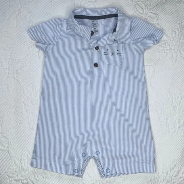 Carters Baby Boy 6 Month Blue White Stripe Easter Bunny Romper Suit Never Worn
