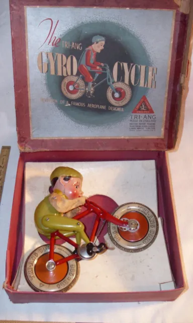 TRI ANG THE GYRO CYCLE TIN TOY 1930s ENGLAND BOXED