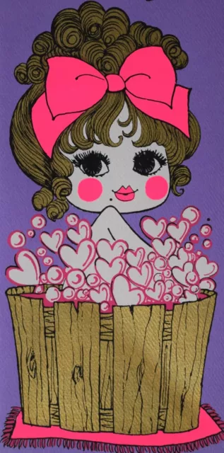 Purple Love Greetings Cards Vintage 60s/70s Wishing Cards Love Message Your Kiss 4