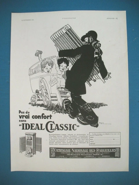 PUBLICITE DE PRESSE IDEAL CLASSIC RADIATEUR ILLUSTRATION RENé VINCENT AD 1931