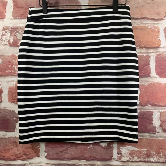Anthropologie Sanctuary Skirt Womens Small Black White Striped Stretchy Zip Up