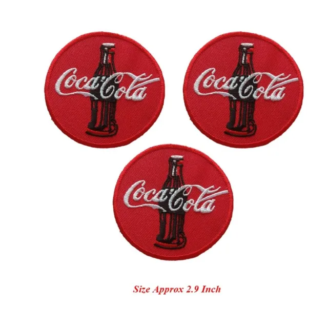 3 pcs CoCA CoLA Soda Coke Patch Embroidered Iron or Sew on Coat/Jacket/bag/hat