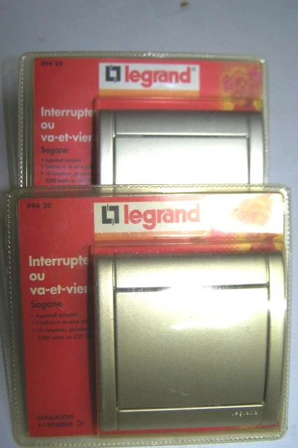 Interrupteur Double Legrand Sagane 1 - Bleu Nuit, 10A, Neuf