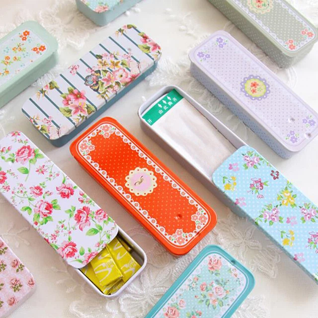 Rectangular Slide Cover Mini Iron Box Storage Pill Case Portable Tin Containe.jh