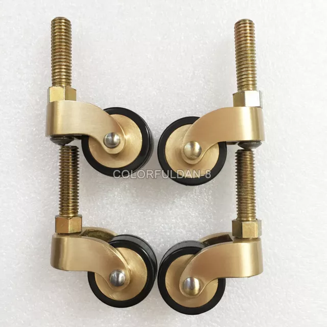 4PCS 1" Brass+Polyurethane Furniture Casters Table Chair Sofa Leg Wheels Rollers