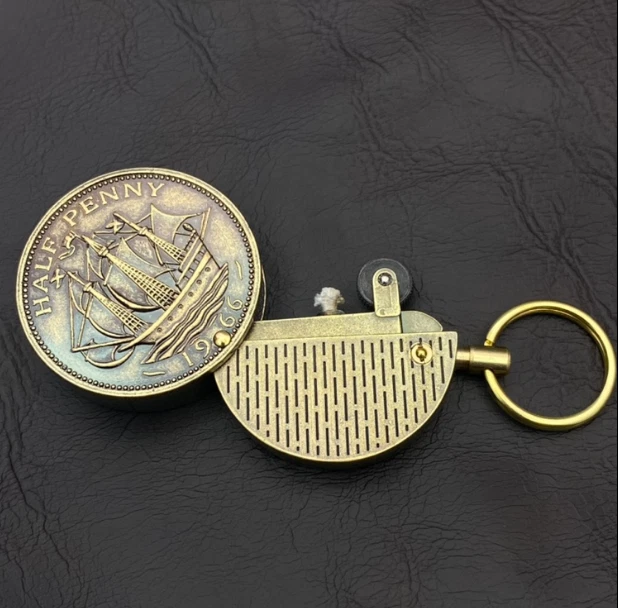 Brass Cigarette Lighter key chain Pendant Collectible Kerosene Oil Lighters Gift