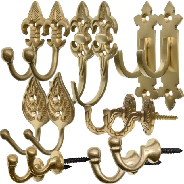 BRASS CURTAIN TIE BACK HOOKS Modern & Vintage Designs Screw In Tassel Drape Hold