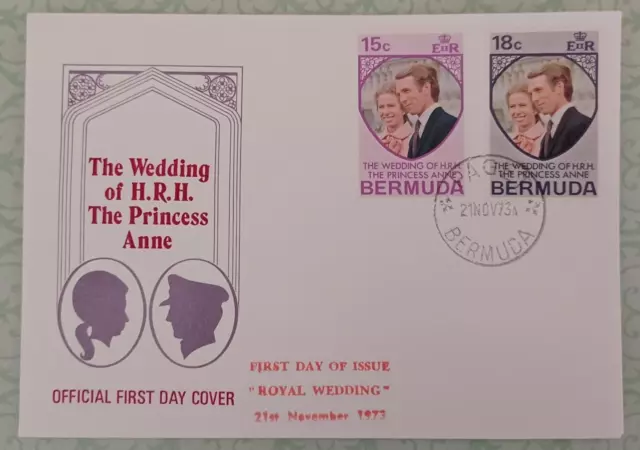 Bermuda First Day Cover 1973 "The Wedding of Princess Anne" Unaddressed Royal