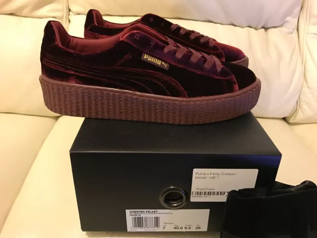 PUMA RIHANNA BURGUNDY Red Velvet Creepers Fenty Trainers All Sizes
