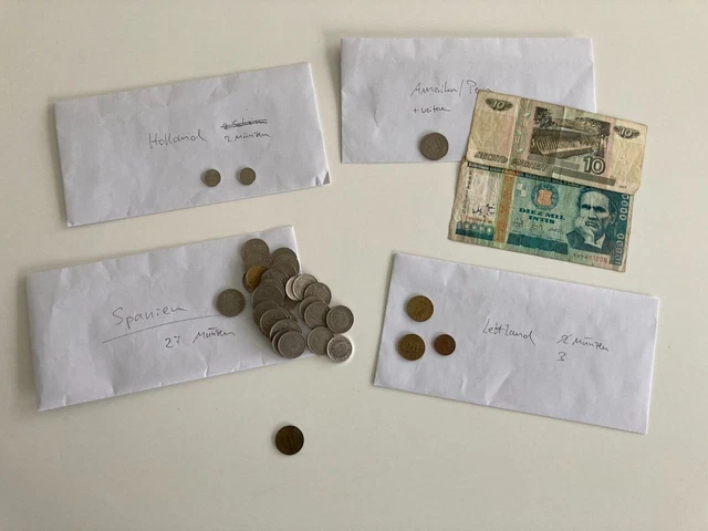 35 verschiedene Alte Münzen , Geld Scheine aus Europa, USA, Spanien, Holland, ..
