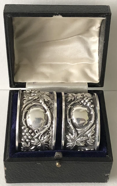 ANTIQUE 1896 English Birmingham STERLING SILVER Moselle Grape Grapes NAPKIN RING