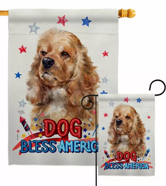 Patriotic Cocker Spaniel Garden Flag Animals Dog Decorative Gift Yard Banner