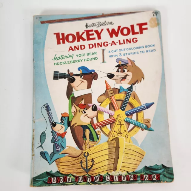 1961 Hanna Barbera Coloring Book Yogi Bear Hokey Wolf Huckleberry Hound Augie