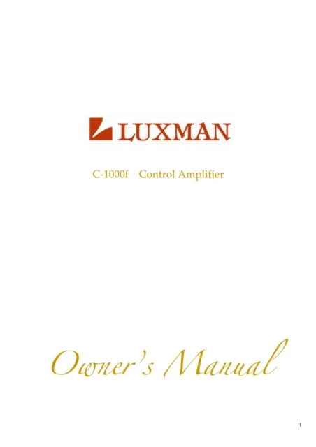 Bedienungsanleitung-Operating Instructions pour Luxman C-1000 Pour