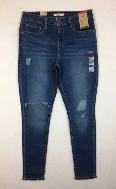 Levi's Women's 721 Distressed High Rise Skinny Blue Jeans Size 14 SHORT W32 L30