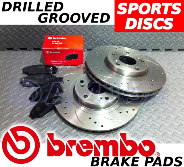 BMW 3 Series E46 320 323 325 328 Drilled & Grooved REAR Brake Discs BREMBO Pads