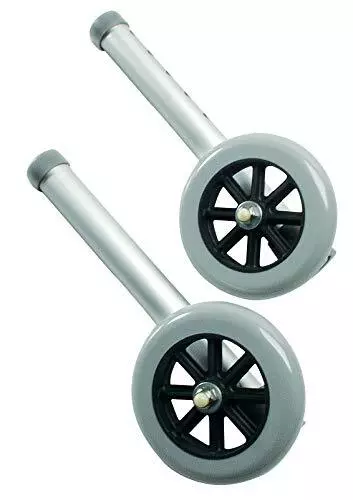 Lumex 5" Fixed Walker Wheels - Replacement Rollator Accessories Rubber Wheel ...