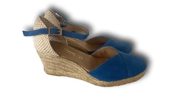 RAQUEL PEREZ Huelva Espadrilles Femme Véritable Cuir Et Réel en Daim Denim Bleu 2