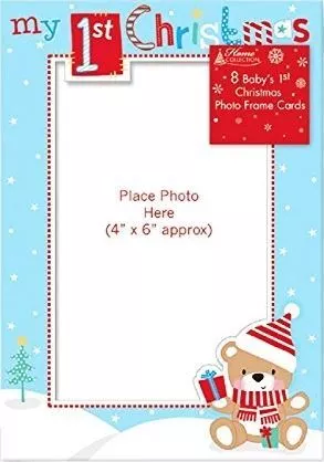 8 Baby's 1st Christmas Photo Frame Cards Xmas Gift Present New Born Party Decor