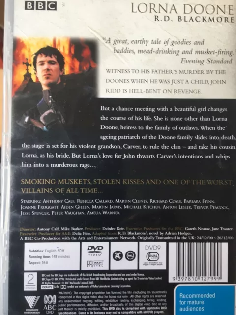 LORNA DOONE DVD BBC Period Drama (2000) AS NEW! R.D. Blackmore 2
