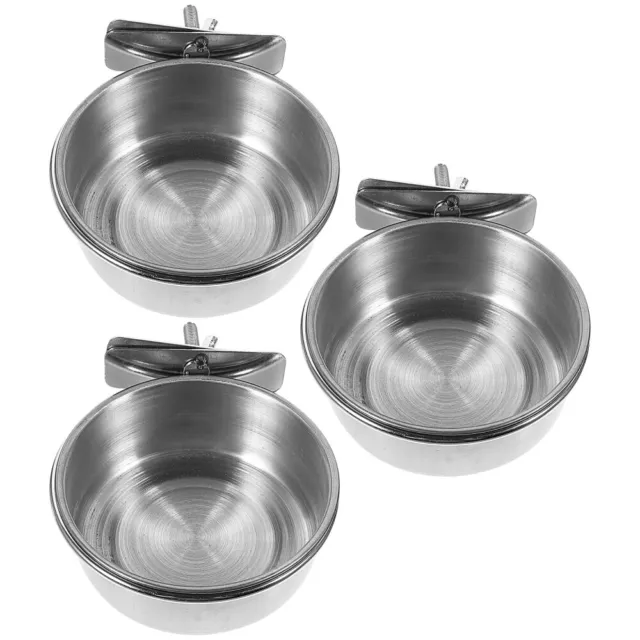 3 Pcs Stainless Steel Feeding Bowls Pet Drinking Parrot Food Cup Birds