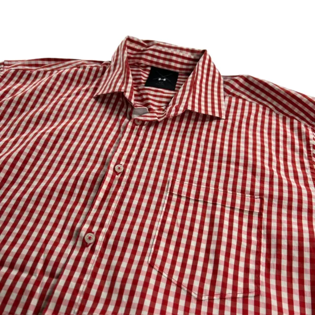 Under Armor x X Men’s Cotton L/S Button Shirt Red/White Gingham • Italy • XL