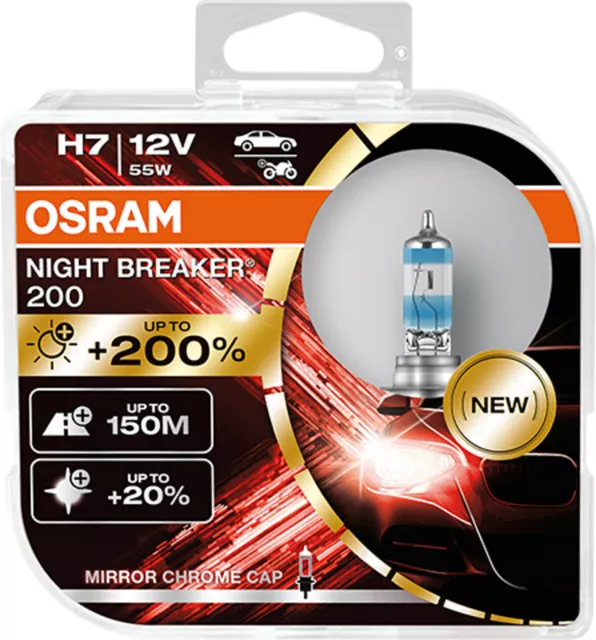 2X H7 OSRAM NIGHT BREAKER 200 HALOGEN LAMPE 2024 Edition LED SCHEINWERFER