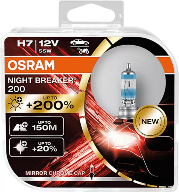 2x H7 OSRAM NIGHT BREAKER 200 (2024 Edition) bis zu 200% mehr Licht