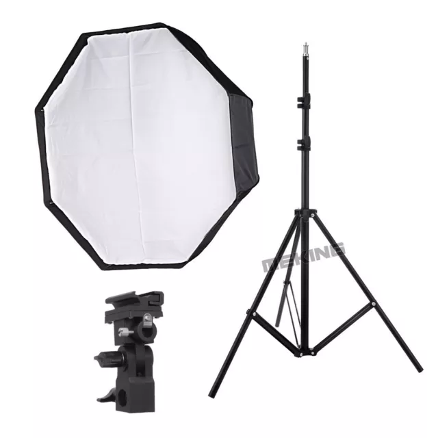 80cm Octagon Umbrella Softbox + 2m Light Stand Flash Bracket Photo Lighting Kit