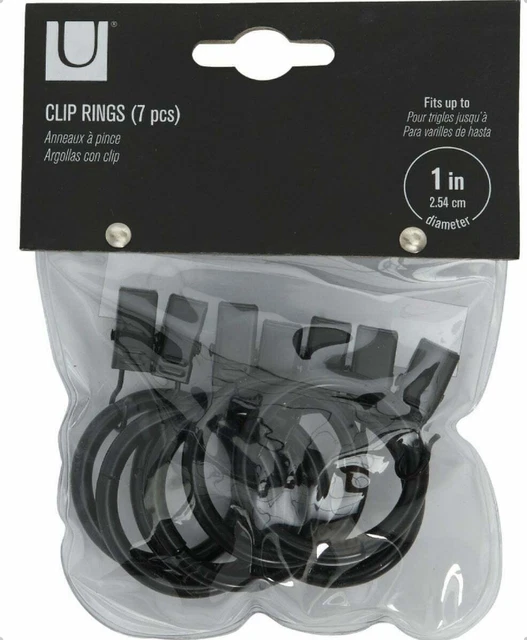 *Brand New* Umbra 1 In. Clip Curtain Ring, Black  Model - 244701-038 (7-Pack)
