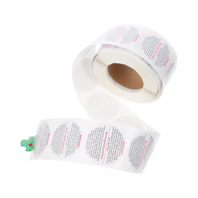 Pegatina de advertencia de velas papel recubierto para accesorios de velas hágalo usted mismo señales de advertencia