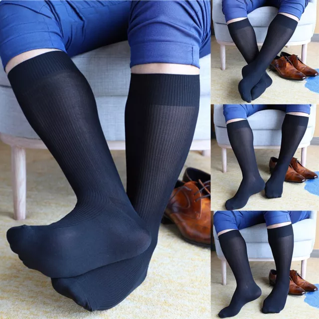 Hommes Long Tube Socks Fin Socks Daily Business Formelle Robe Rayée Oil Socks